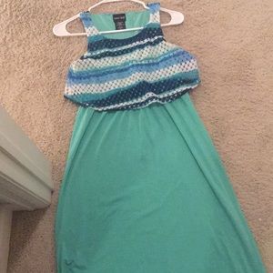 Paper doll blue long dress